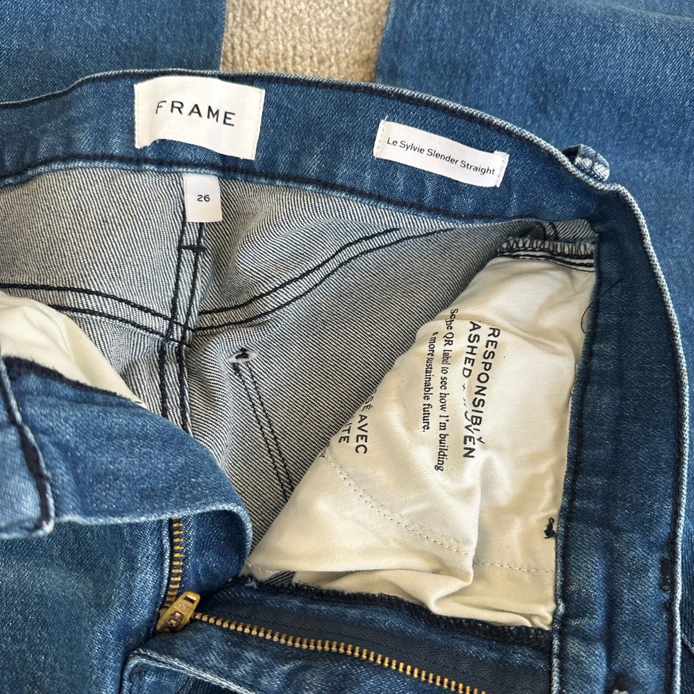 FRAME Denim “Le Sylvie Slender Straight” High Rise Straight Leg Jeans Size 26 - Picture 9 of 10